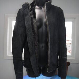 Armani Exchange Faux Suede Moto Jacket  in black size small